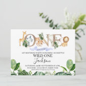 Safari One Boys Birthday Uitnodiging (Staand voorkant)