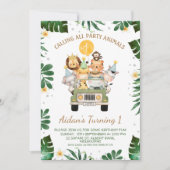 Safari Oproep Alle Partij Dier Verjaardag Kaart (Voorkant)