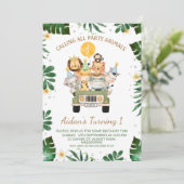 Safari Oproep Alle Partij Dier Verjaardag Kaart (Staand voorkant)