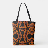 Safari oranje zwart zonnevormend patroon geometris tote bag (Achterkant)