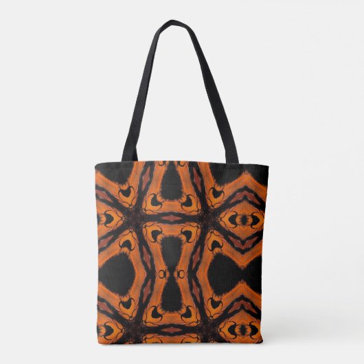 Safari oranje zwart zonnevormend patroon geometris tote bag (Achterkant)