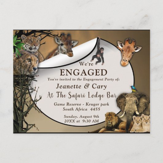 Safari Outdoor Verloving Uitnodiging Briefkaart (Voorkant)