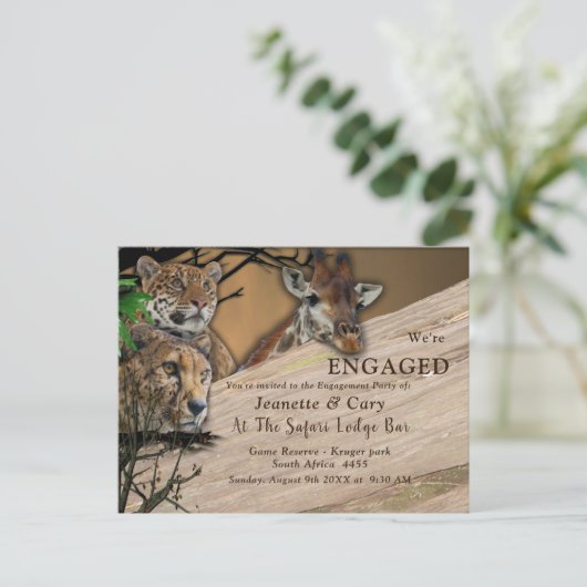 Safari Outdoor Verloving Uitnodiging Briefkaart (Staand voorkant)