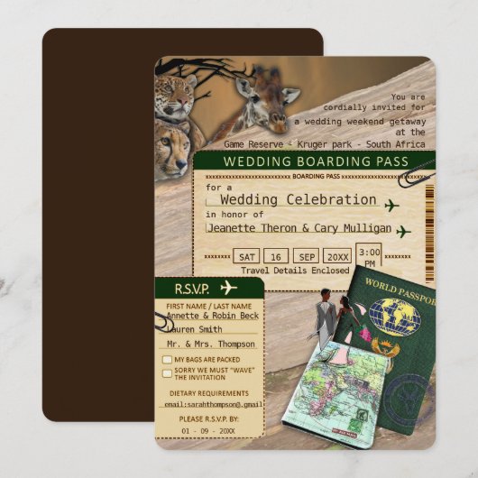 Safari Outdoor Wedding Kaart (Voorkant / Achterkant)