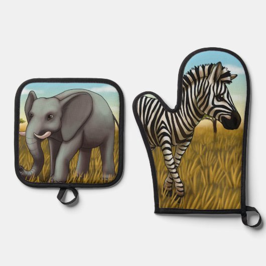 Safari oven mitt and pot holder set (Voorkant)