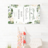 Safari Palm Leaves Couples Baby shower Welkom Spandoek (Insitu)