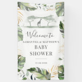 Safari Palm Leaves Couples Baby shower Welkom Spandoek (Verticaal)