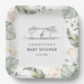 Safari Palm Leaves Giraffe Baby shower Papieren Bordje (Voorkant)
