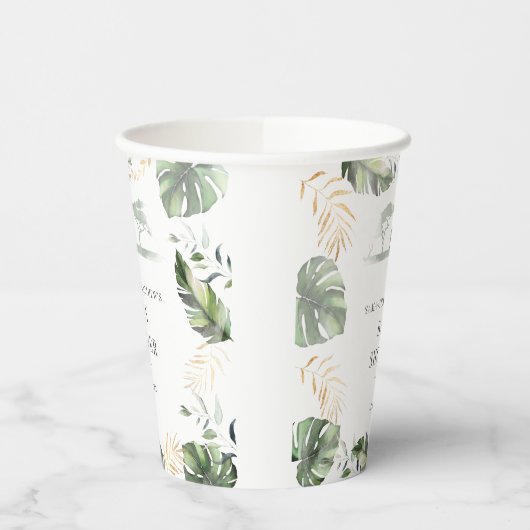 Safari Palm Leaves Koppels Baby shower Papieren Bekers (Links)