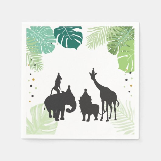 Safari Paper Napkins Zoo Wilde Oerwoud Dieren Zwar Servet (Voorkant)