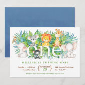 Safari Park 1e verjaardag Uitnodigingen (Voorkant / Achterkant)