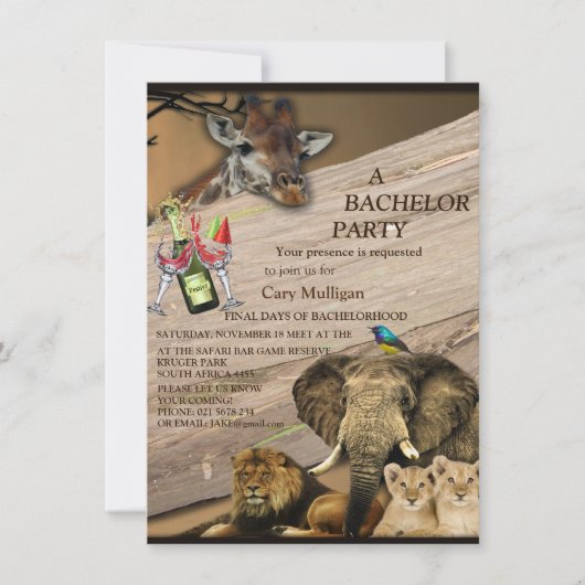 Safari Park Buitenlandse Bachelor Party (Voorkant)