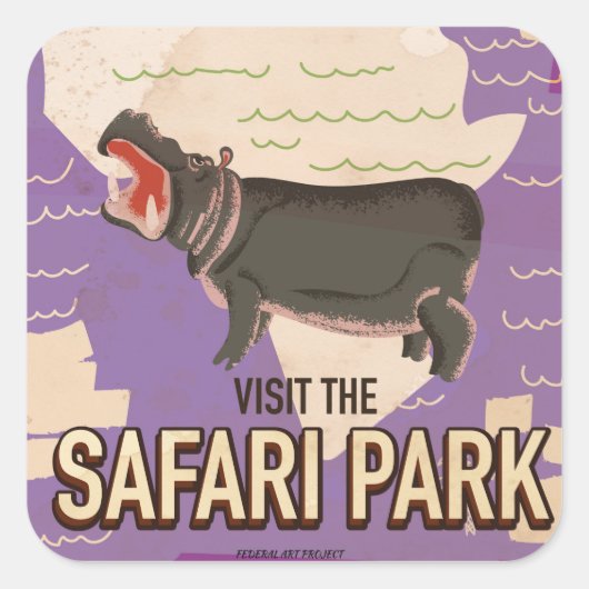 Safari Park vintage reisposter. Vierkante Sticker (Voorkant)