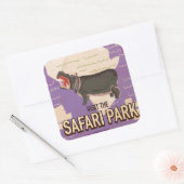 Safari Park vintage reisposter. Vierkante Sticker (Envelop)