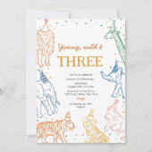 Safari Party 3rd Animals Birthday Invitation Kaart (Voorkant)