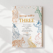 Safari Party 3rd Animals Birthday Invitation Kaart