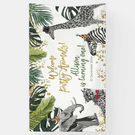Safari Party Animal Birthday Banner (Verticaal)