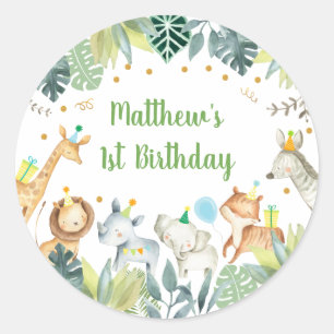 Safari Party Animal Oerwoud Birthday Ronde Sticker
