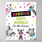 Safari Party Animals Birthday Colorful Sign Poster (Voorkant)