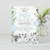 Safari Party Animals Birthday Invitation for a Boy Kaart (Staand voorkant)
