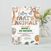 Safari Party Animals birthday invitation Kaart (Staand voorkant)