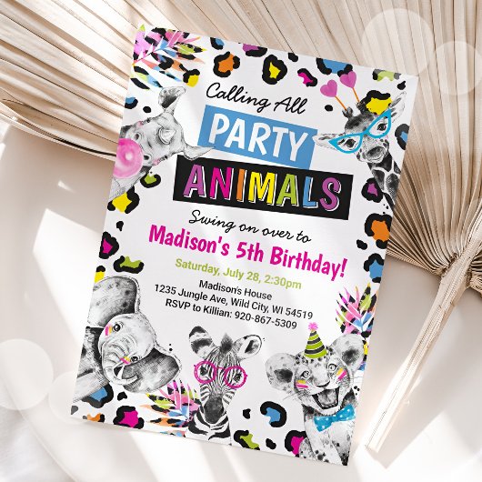 Safari Party Animals Birthday Leopard Print Kaart