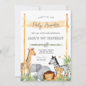 Safari Party Animals Birthday Party Invitation Kaart (Voorkant)