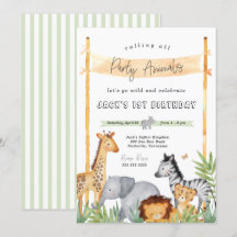 Safari Party Animals Birthday Party Invitation