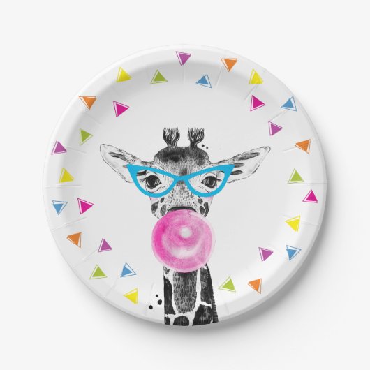 Safari Party Animals Wild Giraffe Jungle Birthday Papieren Bordje (Voorkant)