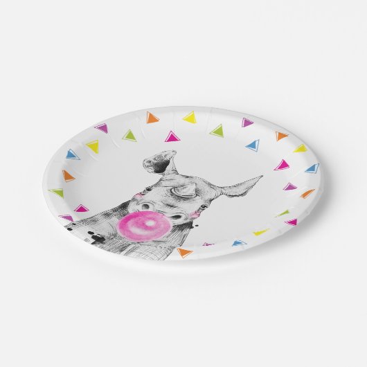 Safari Party Animals Wild Rhino Zoo Birthday Papieren Bordje (Gekanteld)