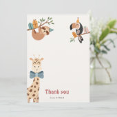 Safari Party Dieren Dank u kaart (Staand voorkant)