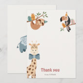 Safari Party Dieren Dank u kaart (Voorkant / Achterkant)