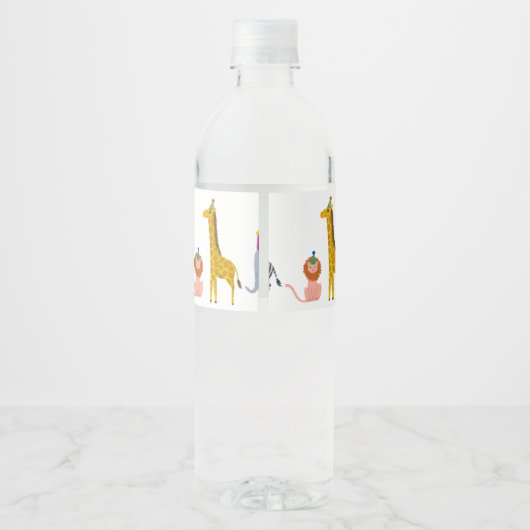 Safari Party Dieren Trein Verjaardag Naam en Leeft Waterfles Etiket (Achterkant)