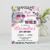 Safari Party Dieren Verjaardag Luipaard Print Meis Kaart (Staand voorkant)