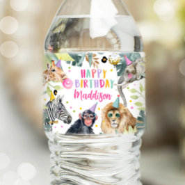 Safari Party Dieren Verjaardag Zoo Wild Party Waterfles Etiket