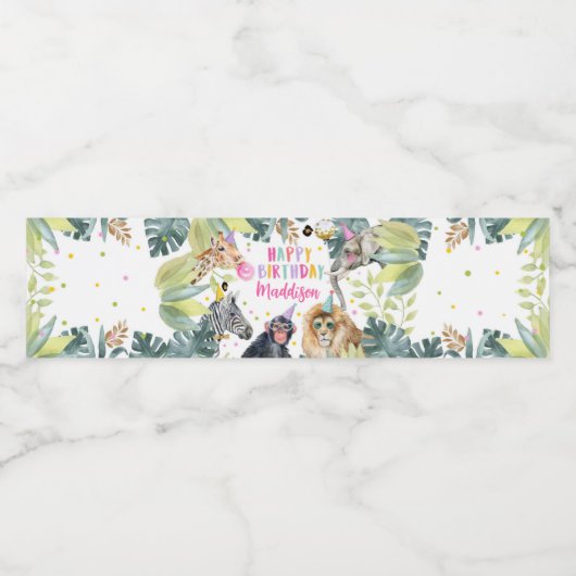 Safari Party Dieren Verjaardag Zoo Wild Party Waterfles Etiket (Enkel label)