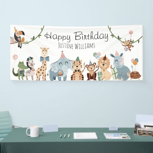 Safari Party Dieren Verjaardagsfeest Spandoek (Beurs)