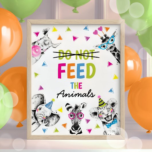 Safari Party Dieren voeden de dieren niet Teken Poster