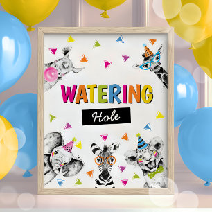 Safari Party Dieren Watering Hole Verjaardagsbord Poster