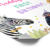 Safari Party Dieren Wild Meisje Verjaardag Welkom Poster (Hoek)