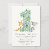 Safari Party Elegant 1e verjaardag Kaart (Voorkant)