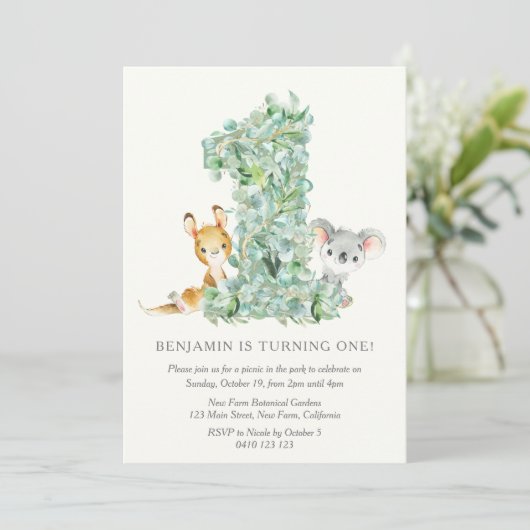 Safari Party Elegant 1e verjaardag Kaart (Staand voorkant)