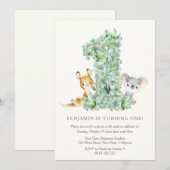 Safari Party Elegant 1e verjaardag Kaart (Voorkant / Achterkant)