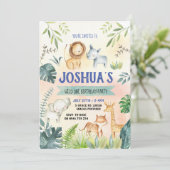 Safari party Invitation, Zoo jarig Kaart (Staand voorkant)