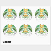 Safari Party Lion Illustration Personalized Ronde Sticker (Vel)