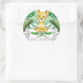 Safari Party Lion Illustration Personalized Ronde Sticker (Tas)