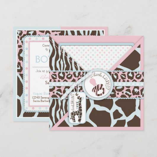 Safari Party nodiging SQ Kaart (Voorkant / Achterkant)