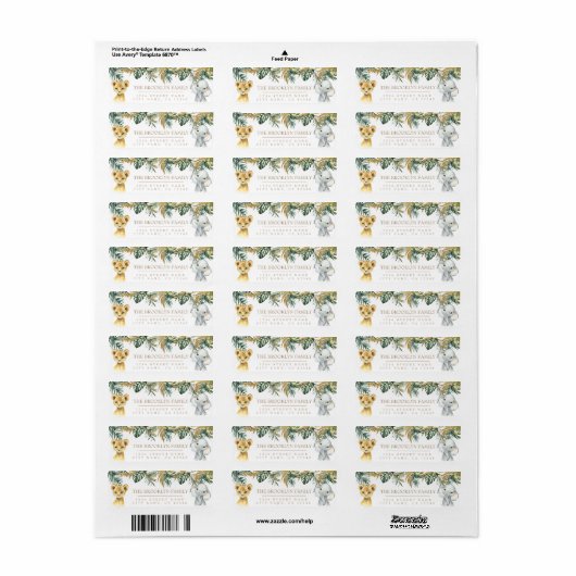 Safari Party Return Address Label (Full Sheet)
