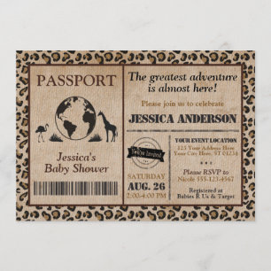 Safari Passport Baby shower Uitnodiging