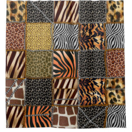 Safari patchwork Shower Curtain Douchegordijn
